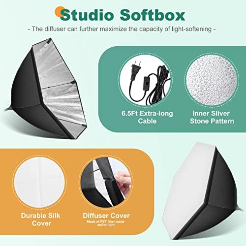 Torjim Softbox Lighting Kit - 30"X30" Professional Photography Lighting for Filming, Model Portrait, Product & Fashion Photography