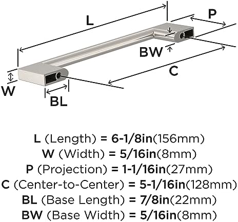 Amerock 10BX37132G10 | Satin Nickel Cabinet Pull | 5-1/16 inch (128mm) Center-to-Center | 30 Pack | Cityscape | Furniture Hardware