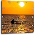 3dRose Wall Clock Silent - 15 inch - Saltwater Fishing in Laguna Madre, Bay at Sunrise. - Places