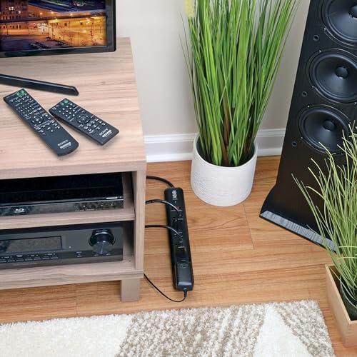 Tripp Lite 7 Outlet (6 Right Angle + 1 Transformer Outlet) Surge Protector Power Strip, 4ft Cord, Black, Lifetime Limited Warranty & $25K INSURANCE (TLP74RB)