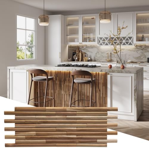 Wall!Supply 3D Wall Panels – Reclaimed Rounded Asian Teak Wood – Home Decor Wallpaper Alternative for Living Room, Bedroom & Office – Easy DIY Installation – 10 Pack, Covers 9.68 Sq Ft