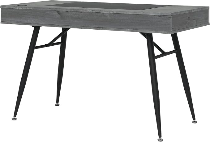 Calico Designs Nook Modern Office Laptop Writing Desk- 47.25″ Wide Home Workstation Space-Saving with Storage Compartments, Greywash