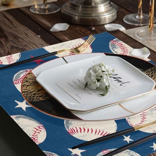ALAZA Baseball Pattern 1 PC Placemats Rectangle Table Mat for Dining Table Restaurant Kitchen Home Decor, 12" x 18"