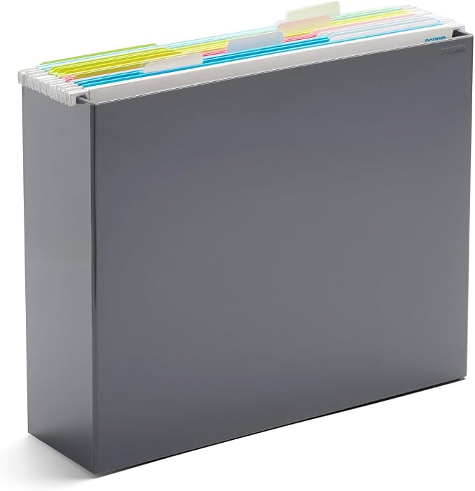 Poppin Hanging File Organizer - File Folder Organizer for Hanging Files, Open Top Design for Easy Access, Lacquer-like Finish, Stylish Design, Ideal File Organizer for Desk (Dark Gray)