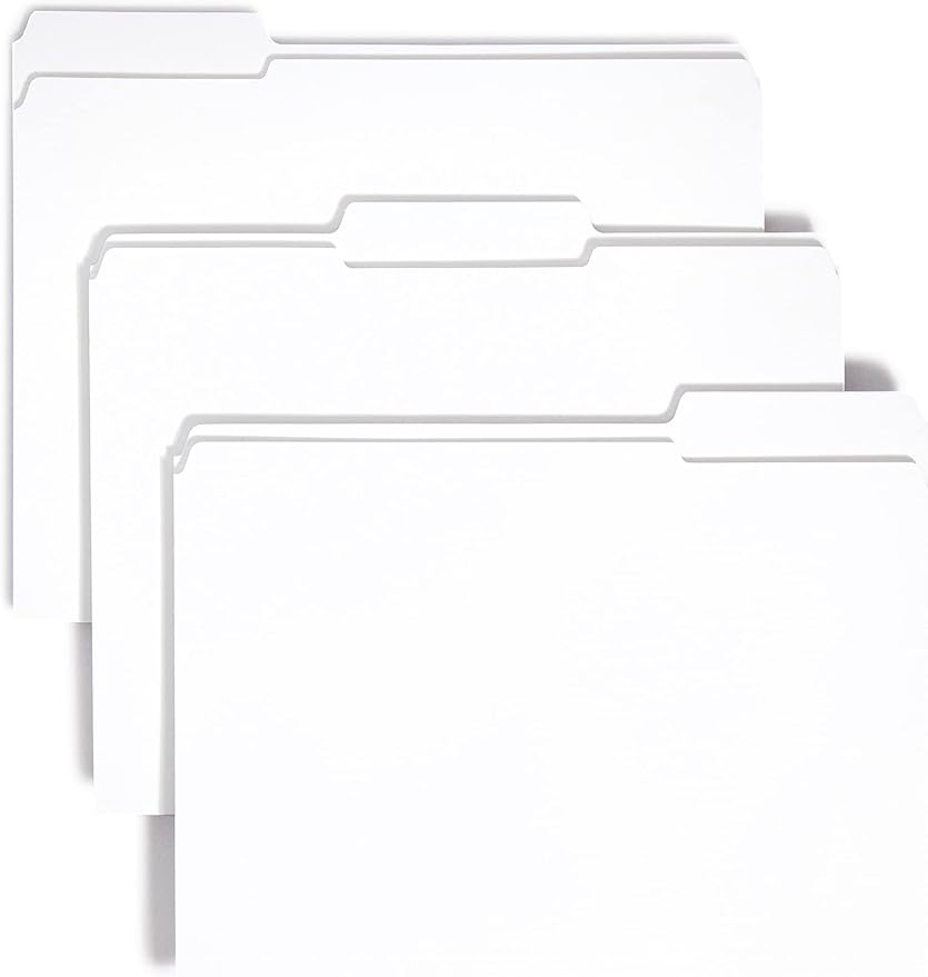 Smead File Folder, Reinforced 1/3-Cut Tab, Letter Size, White, 100 per Box (12834)