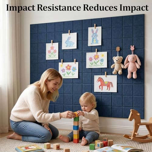 Large Felt Bulletin Board for Walls: 12-Pack Black Cork Board Alternative 11.8x11.8 Inch Peel and Stick Pin Board Wall Decor for Home Organization, Office Memo Board, Self-Adhesive Wall Tiles