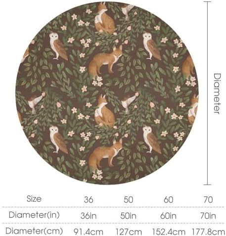 Woodland Animals Tablecloth, Rustic Forest Fox Owl Bird Green Plants Leaves Print Table Cover for Farmhouse Kitchen Dinning Indoor Outdoor Party Decor, 60x60in