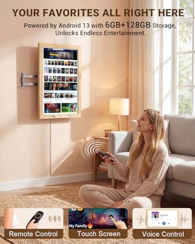 Digital Calendar 2026, 15.6-inch Electronic Calendar for Wall, Touch Screen Smart Digital Planner with Kids' Chores Chart/Meal Plan/Streaming Services/Photo Display, Remote Control Supported