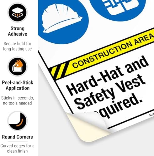 Hard-Hat and Safety Vest Required Sign, ANSI Caution Sign,