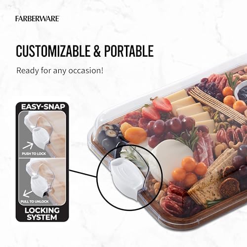 Farberware 11 x 14 Inch Acacia Cutting Board with Locking Lid