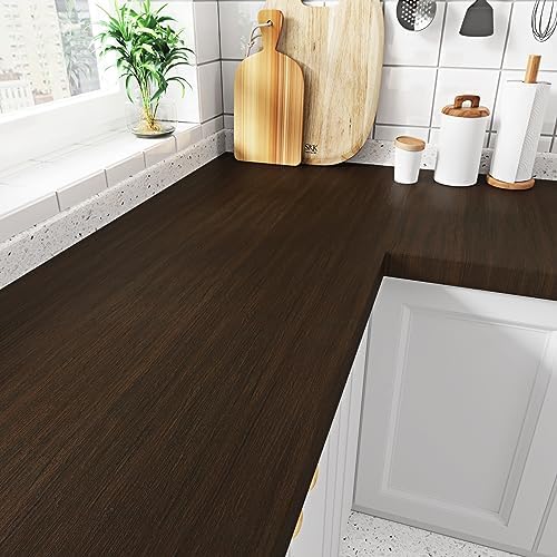 WESTICK Brown Wood Contact Paper for Countertops Waterproof Wood Peel and Stick Wallpaper Self Adhesive Removable Wooden Grain Contact Paper for Cabinets and Drawers Kitchen Tables Camper 15.8" x 78"