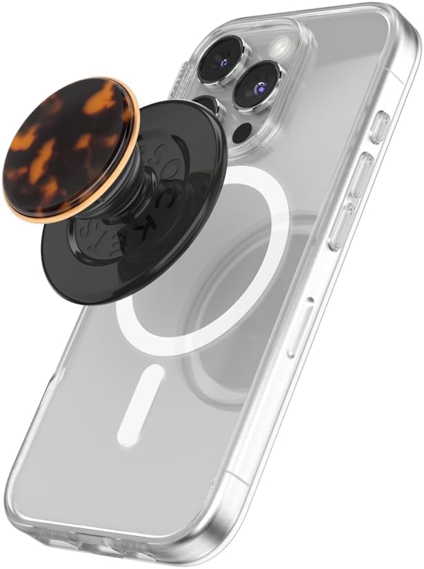 PopSockets Phone Grip for MagSafe, Magnetic Holder- Tortoise | Removable, For Kindle / Android / iPhone, With Magnet, Tortoise, Shell, iPad, Removable, Popper