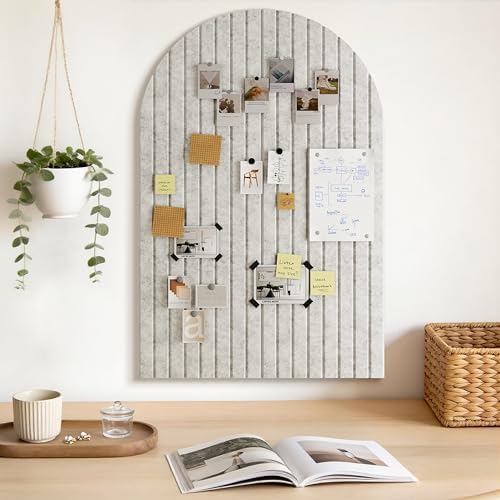 JBER Large Arched Felt Bulletin Board 36" x 24", 6 Pack, Silver Gray