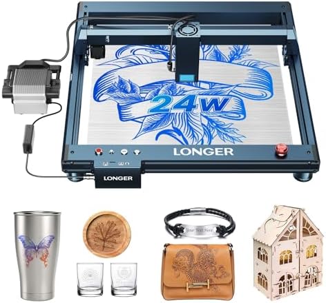 Longer Laser B1 20W Laser Engraver Cutter with Auto Air Assist, Working Speed Up to 600MM/S, DIY Laser Engraver for Wood and Metal, Paper, Acrylic, Glass, Leather, Working Area 17.72x17.32 inch