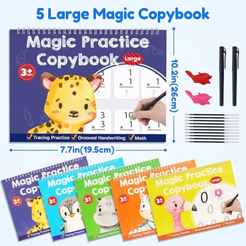 Magic Grooved Writing Practice for Kids 3-8, Grooved Handwriting Workbook