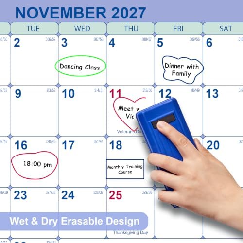 3 PC 24 x 36 2027 Wall Calendar 12 Month, Folded Wet & Dry Erasable Planner