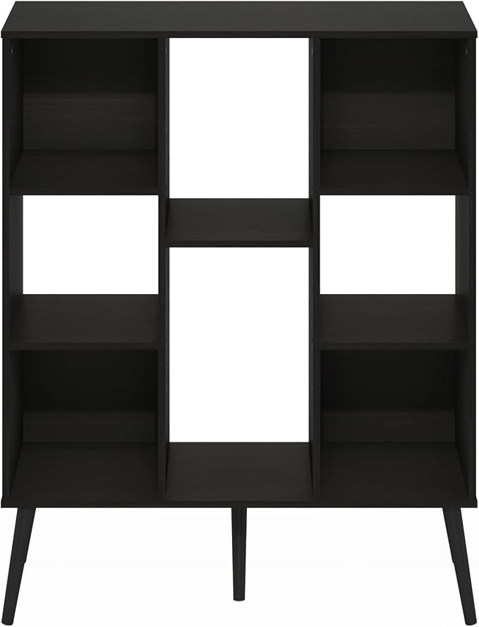 Furinno Claude Mid Century Style Book Shelf, 8-Cube Bookshelf, Cube Storage Organizer Bookcase with Wood Legs, 10.9 x 31.5 x 39.3, for Living Room, Bedroom, Home Office, Espresso