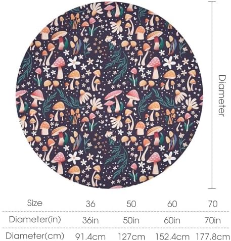 Retro Mushroom Tablecloth, Cartoon Forest Mushroom Florals Leaves Woodland Garden Table Cloth for Kitchen Dining Coffee Table Outdoor Party Decor, 36x36in
