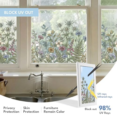 ADD.HERES Stained Glass Window Film, Window Film Decorative, 17.5 x 78.7 in