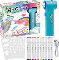 Air Color Airbrush Marker Kit for Kids, Cordless and Rechargeable Air Brush Set Includes 10 Washable Markers, 86 Stencils, Charging Cable, Arts &Crafts Gift Set for Painting, Coloring, School Projects