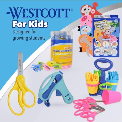 Westcott Right- and Left-Handed Scissors For Kids Ages 4-8 - Back to School Essentials, Classroom Must Haves, Art Supplies - 5-Inch Blunt Safety Scissors - Assorted Colors - 12 Pack