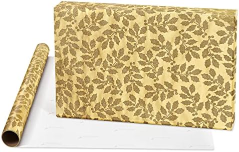 Papyrus Christmas Wrapping Paper Bundle, Gold Holly, Christmas Trees, White Floral (3 Rolls 70 sq. ft)