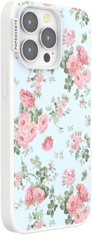 PopSockets iPhone 13 Pro Phone Case with MagSafe- Cottage Tutu Blue | Magnetic, Wireless Charging, Camera & Drop Protection, Light Blue, Baby, Flower, Floral