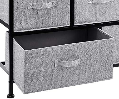 Amazon Basics Extra Wide Fabric 5-Drawer Storage Organizer Unit for Bedroom Closet, Black