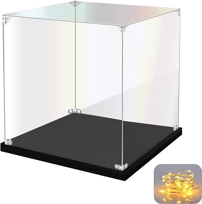 KOLIPI Acrylic Display Case for Collectibles Assemble Clear Acrylic Display Box for Lego Alternative Glass Case for Showcasing Figures Doll Toys Home Storage(10x10x10 inch, 25x25x25 cm) | Plexiglass Box for Lego Figures Dolls Models, Dustproof Protecti...