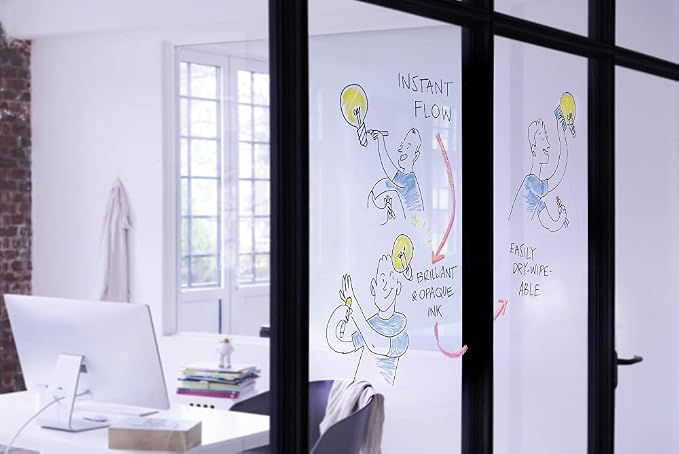 edding Multicolored 95 Glass Marker, 4pcs - Dry Erase Markers for Various Uses and Glass Surfaces Like Windshields, Windows, Glassboards, Mirrors, Menu Board and White Board - Made in Germany