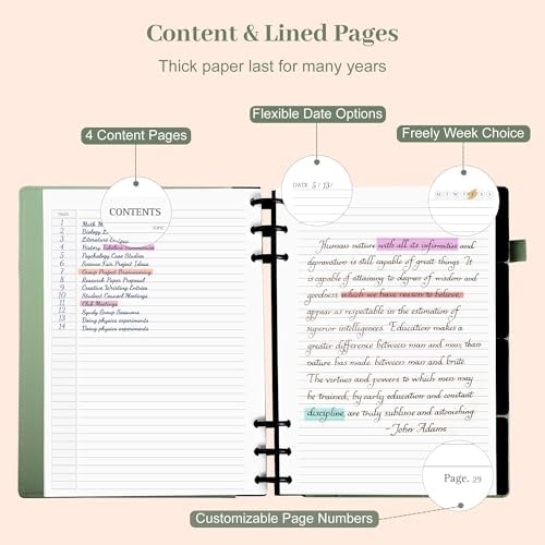 Yoment Refillable Journal Notebooks for Work, Journal for Women Men,Green