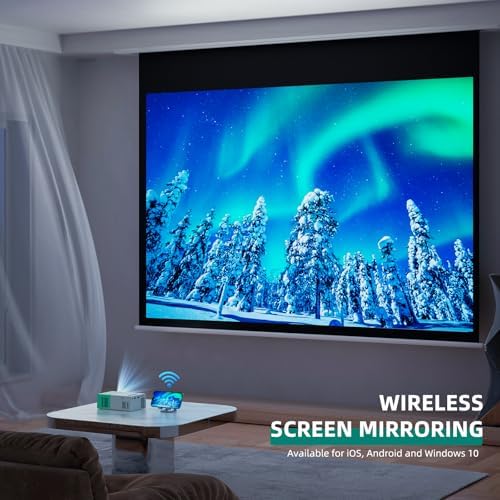 Projector WiFi Portable Movie Projector, Phone or Tablet Can be Mirrored to the Video Projectors Via WiFi or Data Cable, Compatible with Smartphone/ Tablet/ Laptop/TV Stick/ PS/ USB
