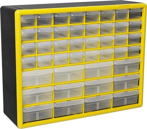 Akro-Mils 44-Drawer Plastic Storage Cabinet, 20"W x 6"D x 16"H, Yellow