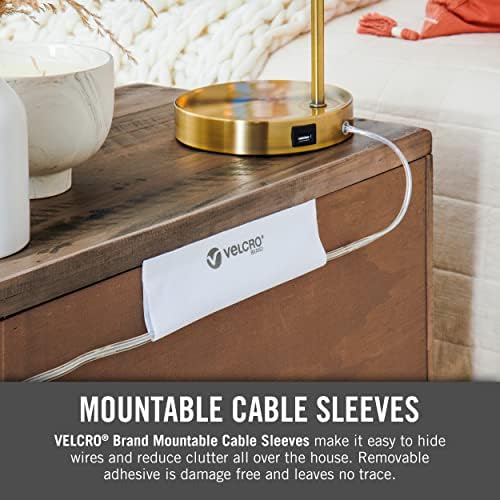 VELCRO Brand Mountable Cable Sleeve, White, 12 in, 2 Pack