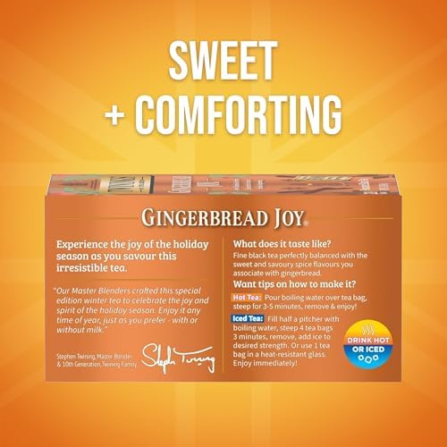 Twinings Gingerbread Joy Holiday Black Tea Bags, 20 CT Box (6 Pack)