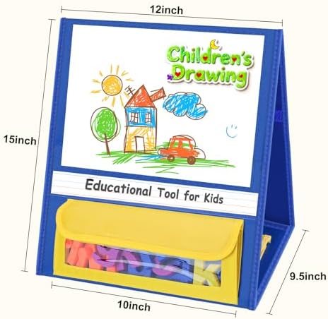 EAMAY Magnetic Desktop Tabletop Stands Pocket Chart Foldable Small Dry Erase Board Classroom Tool for Kids Education (12W*15L, Magnetic)