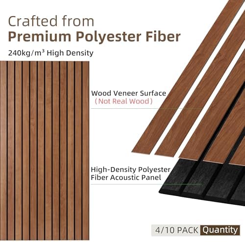 TO-TH Acoustic Wall Panels Wood-Look Sound Dampening Panel 10 Pack, Cherry