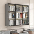 Wall Hanging Lateral Filing/Vertical Timber Wall Unit Transparent Glass Door Shelf Wall-Mounted Wood Bookcase Action Figure Model Storage Cabinet Display Case Grey 35" L x 10" W x 38" H