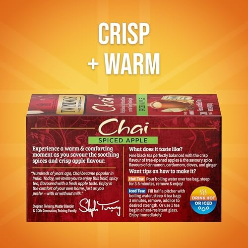 Twinings Spiced Apple Chai Black Tea Bags, 20 CT Box (6 Pack)