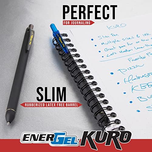Pentel EnerGel Kuro Liquid Gel Pen, 0.7mm, Medium line, Assorted Ink, 12-Pk (BL437R1BP12M1)
