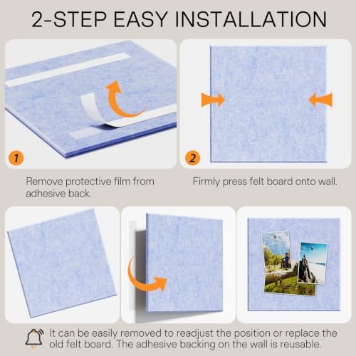 MaxGear Felt Bulletin Board 36" x 24", Light Blue Felt Wall Tiles Push Pins