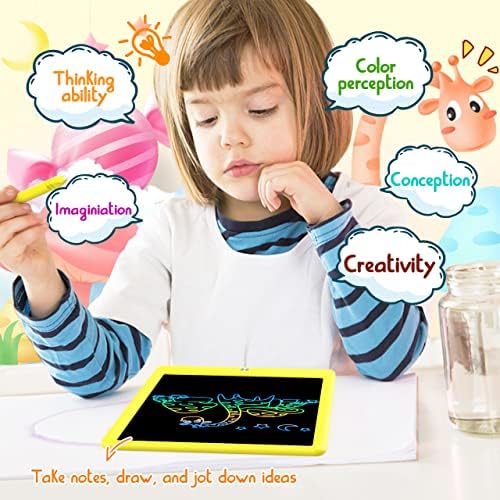 BUKEBU LCD Writing Tablet,12.5 inch Colorful Doodle Board for Kids (Yellow)