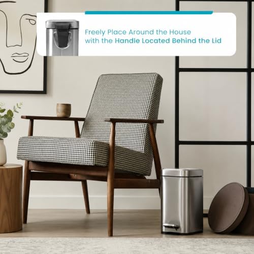 Home Zone Living 1.3 Gallon Stainless Steel Small Trash Can with a Lid