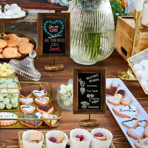 MyGift 12x7 Inch Framed Tabletop Chalkboard Signs with Stand Set of 2