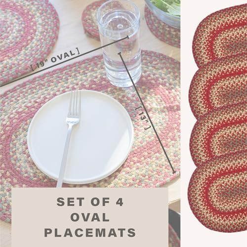 Homespice Cider Barn Jute Braided Placemats, Oval 13x19 Set of 4