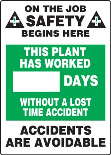 AccuformNMC Write-A-Day Dry Erase Safety Scoreboard Sign