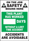 AccuformNMC Write-A-Day Dry Erase Safety Scoreboard Sign