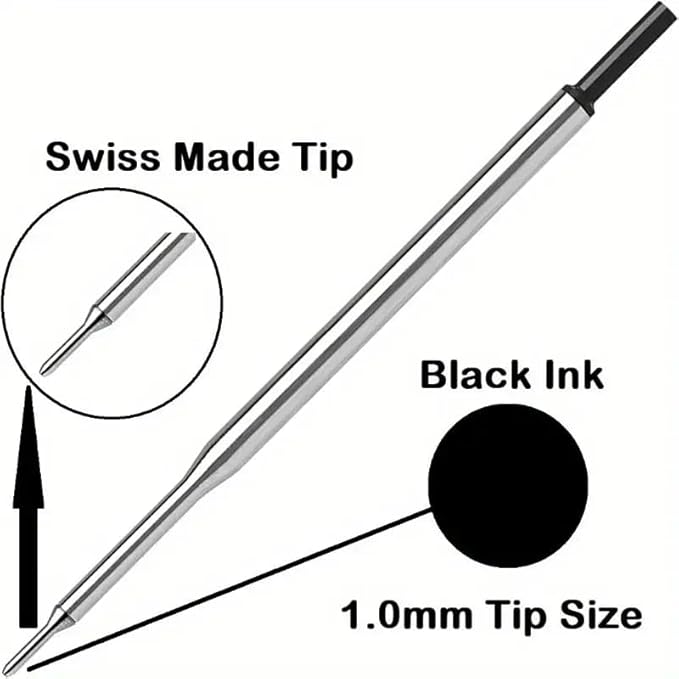 Intrepid 5 Genuine flawless flow medium Point Refills for Papermate Lubriglide, Aspire, PhD Pens, Bulk Packed (BLACK)