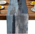 Blue Grey Graffiti Table Runner Dresser Scarf 13 x 60 Inch Abstract Oil Paint Art Mottled Texture Modern Table Runners Non-Slip Heat Resistant Kitchen Dining Table Decor for Home Indoor Outdoor