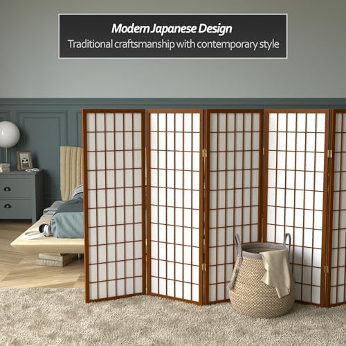4 ft. Short Window Pane Shoji Screen - Walnut - 6 Panels